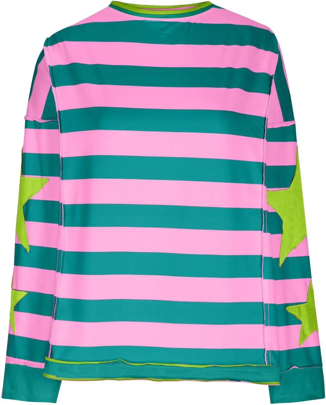 Sweatshirts for Women Crewneck Trendy Striped Patchwork Star 2024 Loose Fall Tops Long Sleeve Cropped Workout Pullover