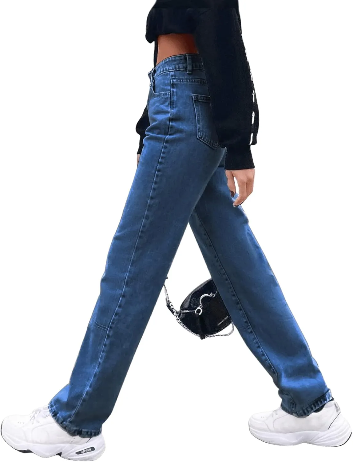SweatyRocks Women's Casual High Waisted Straight Leg Boyfriend Jeans Denim Pants