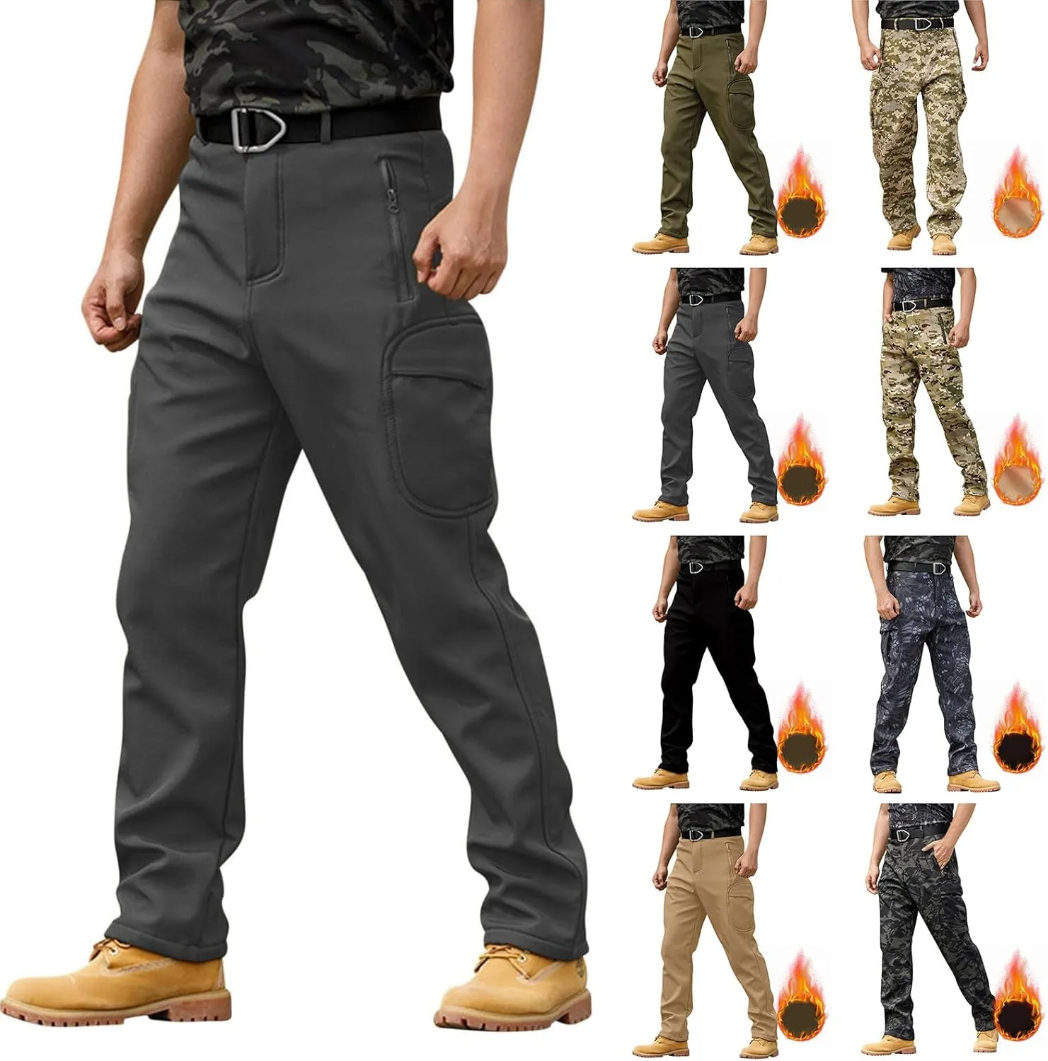Tactical Cargo Pants for Men Flex Ripstop Waterproof Work Pants Outdoor Hiking Camping Thermal Flexcamo Combat Pants