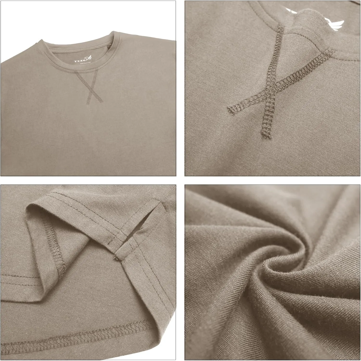 TEZO Mens 3 Pack Cotton Plain T Shirts Crew Neck Long Sleeve Casual Tee Shirts Hipster Hip Hop Longline Droptail Shirt