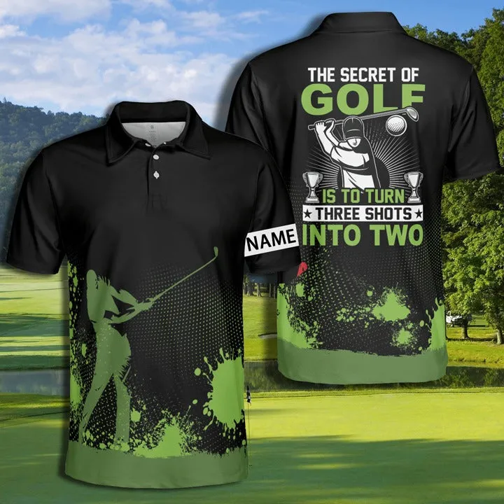 The Secret Of Golf Is To Turn Three Shots Into Two Watercolor Polo Shirt Custom Man Golf Shirt