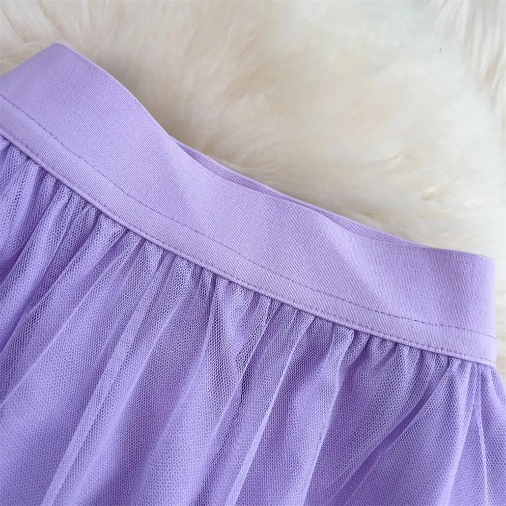 Tiered Maxi Tulle Skirt for Women 92Cm Floor-Length Female A-Line Skirts