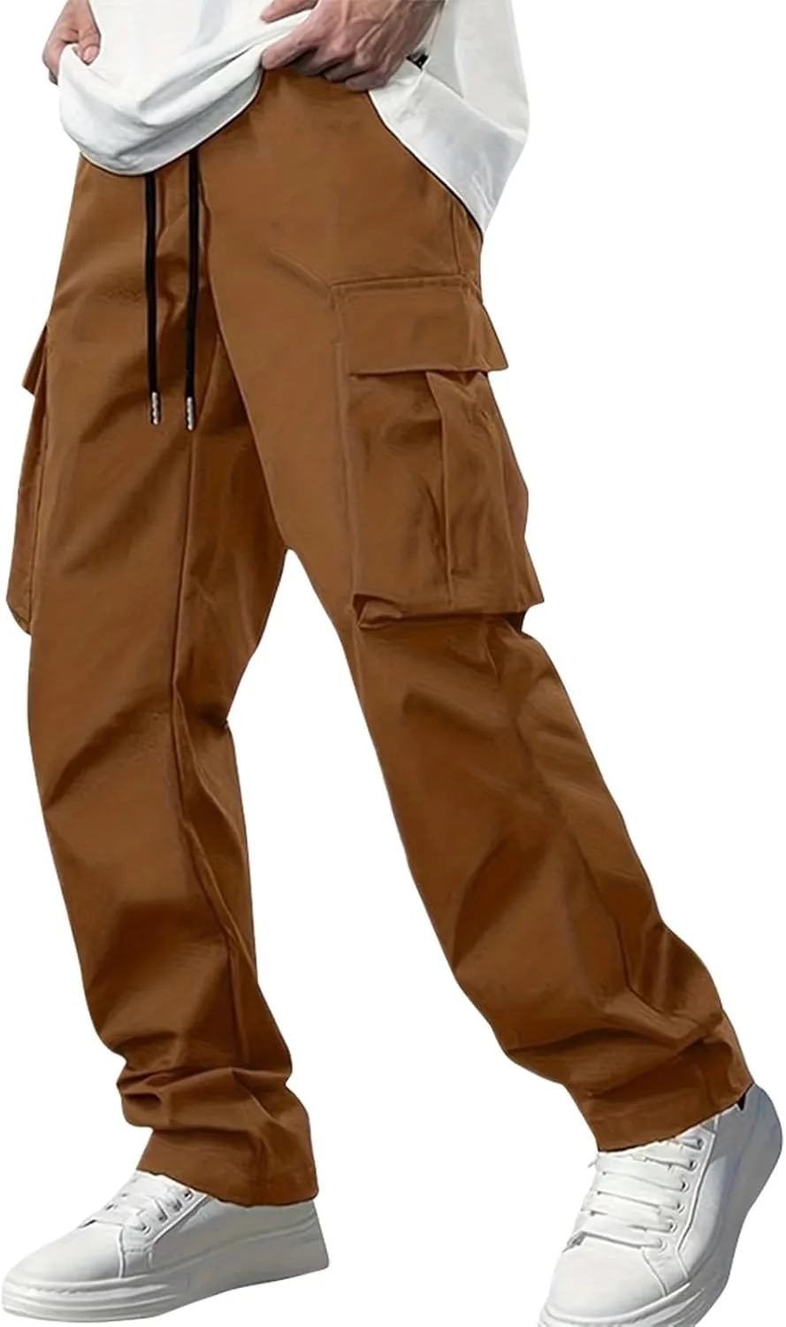 Trousers for Men Mens Sweatpants with Multi Pocket Stretch Outdoor Drawstring Tapered Running Summer Fishing