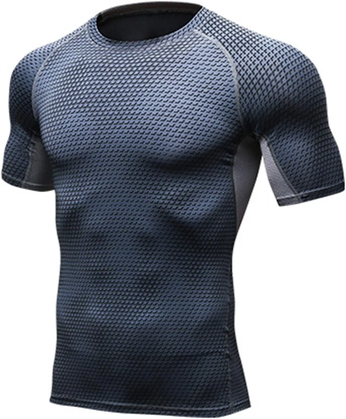 Uillui Mens Compression Shirts Sports Training Short Sleeve Tee Gym Workout Muscle T-Shirts Slimming Body Shaper Undershirts