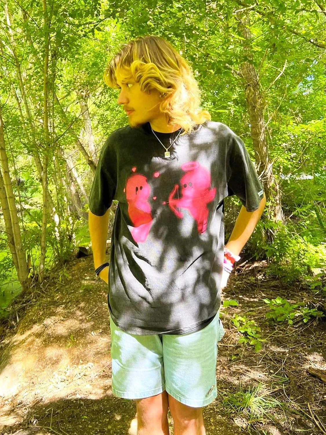 Vamtac Vintage Graphic Shirts Mens Oversized Tees Love Arrow Grunge Half Sleeve Y2K Boxy Baggy T Shirt Men