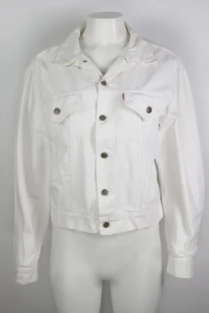 Vintage 1970s Big E Levis Type III White Denim Jacket - M