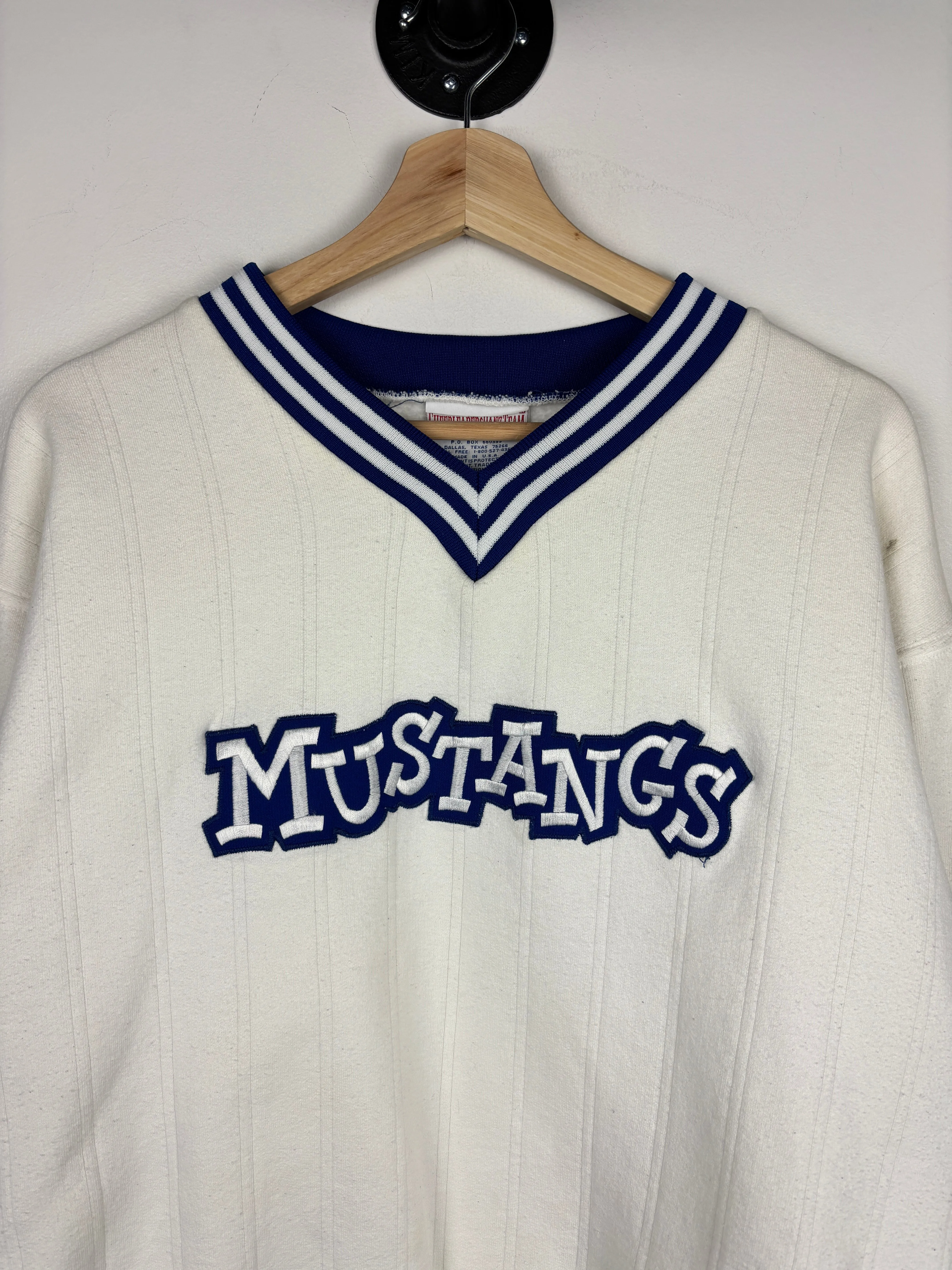 Vintage 90s Indiana Mustangs Embroidered White Crewneck