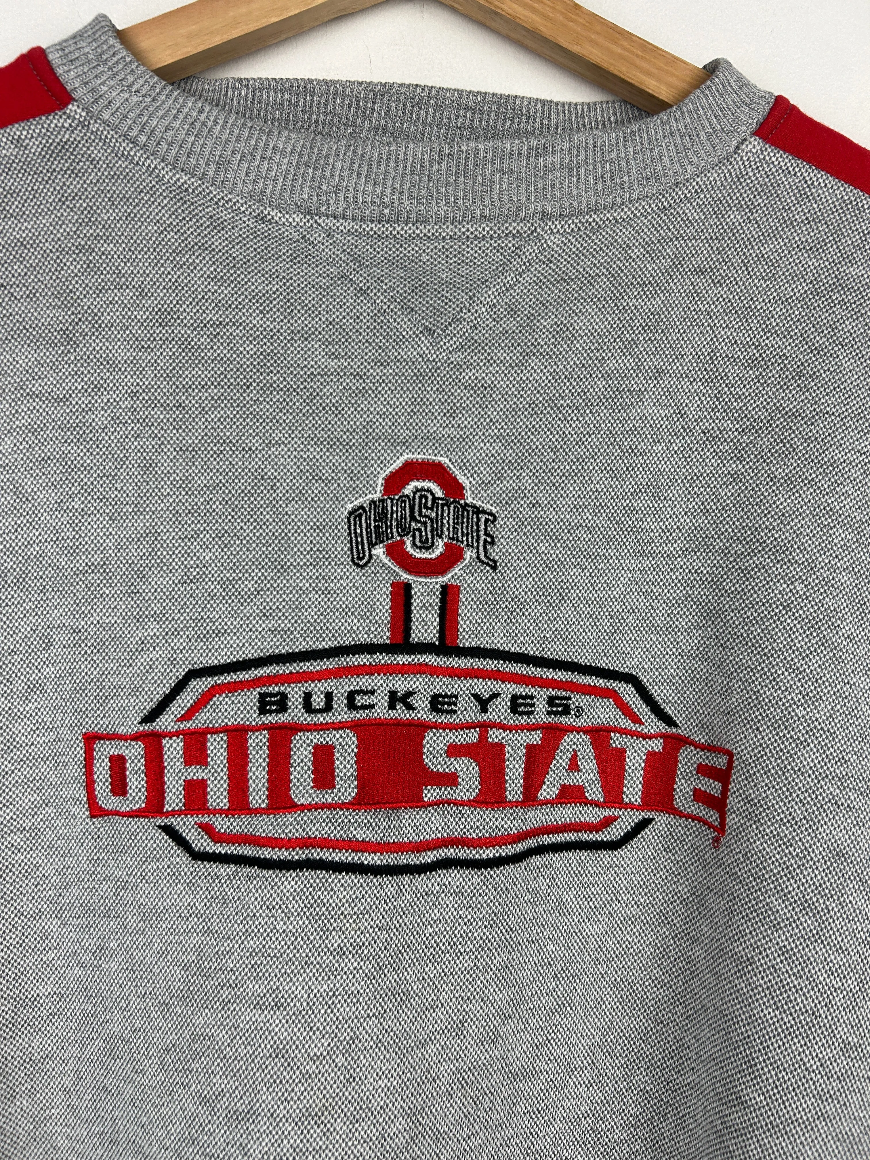 Vintage 90s Puma Ohio State Buckeyes Embroidered Red & Grey Crewneck