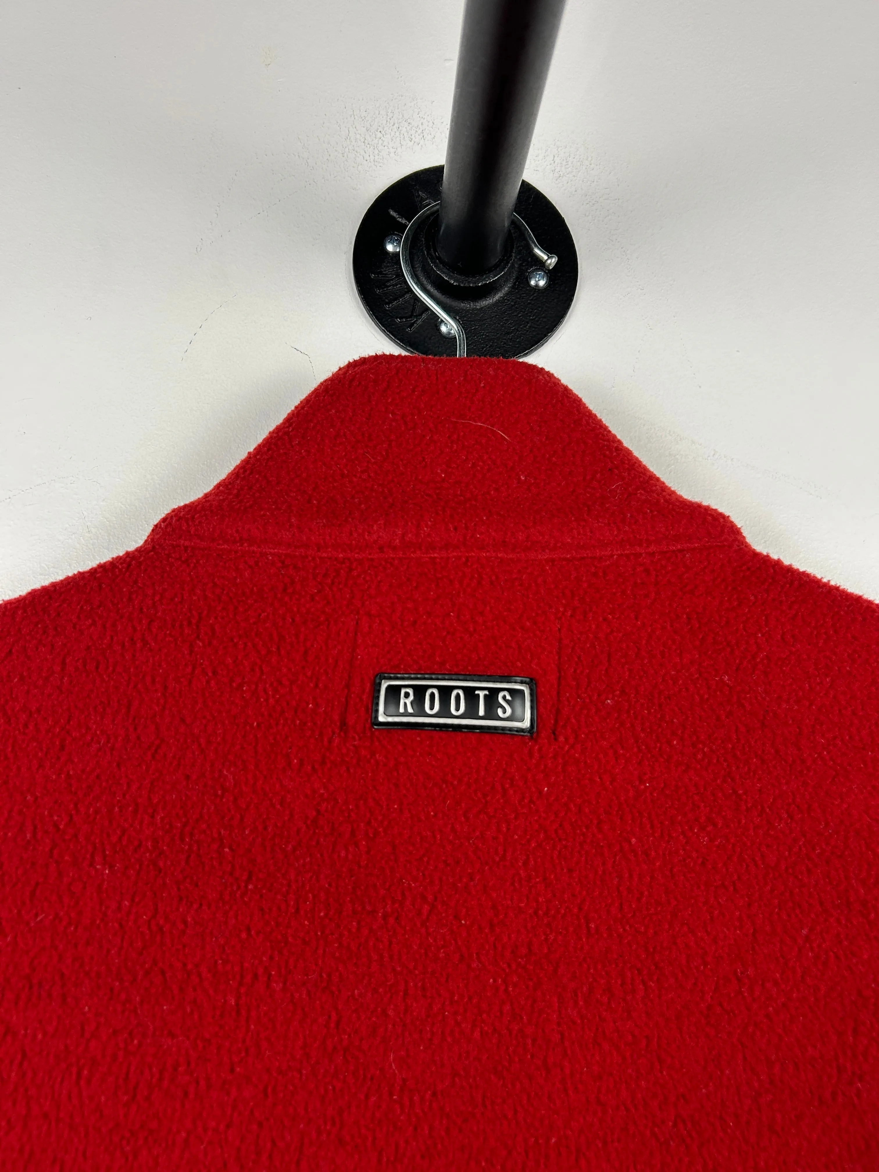 Vintage 90s Roots Athletics Quarter Zip Up Fleece Red Sweater