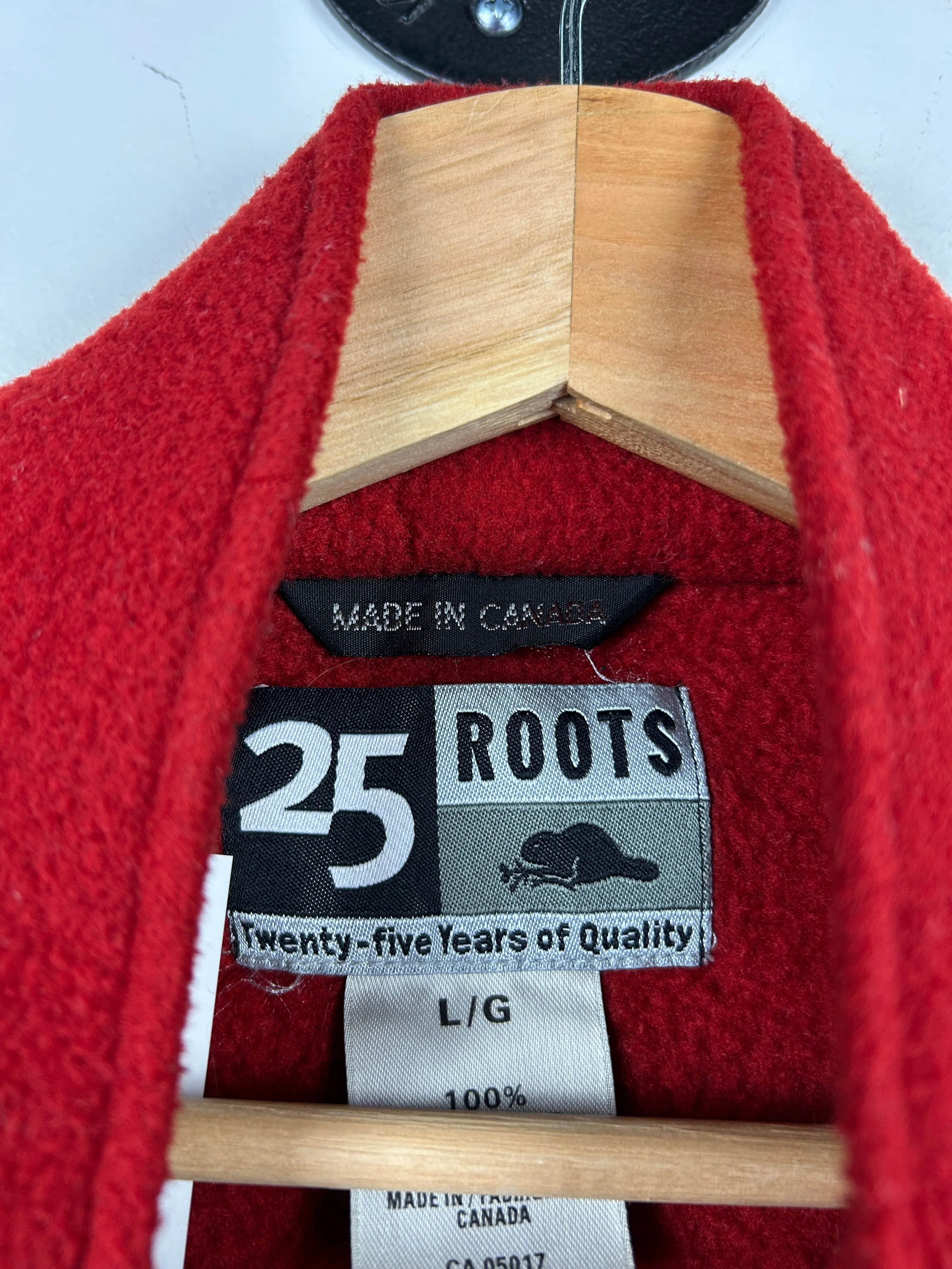 Vintage 90s Roots Athletics Quarter Zip Up Fleece Red Sweater