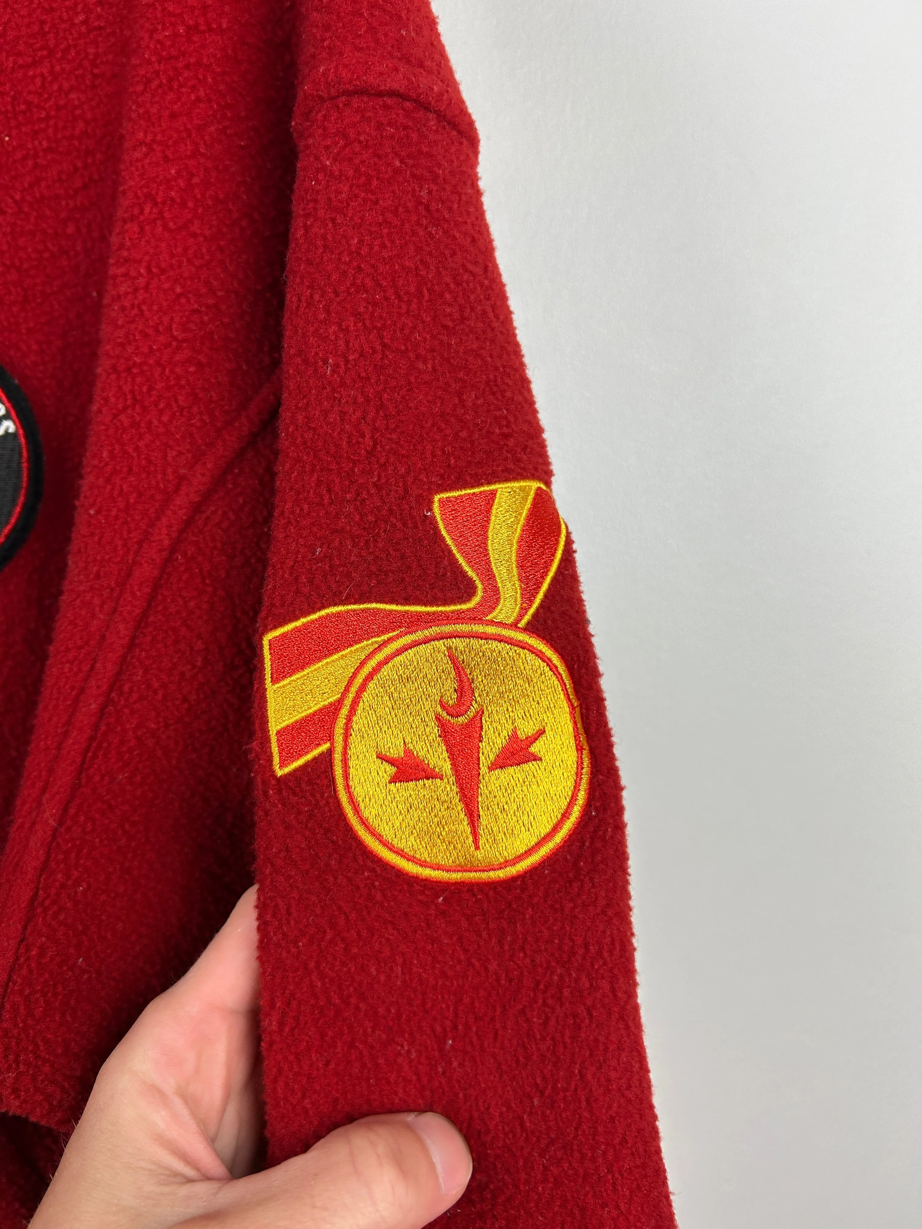 Vintage 90s Roots Athletics Quarter Zip Up Fleece Red Sweater