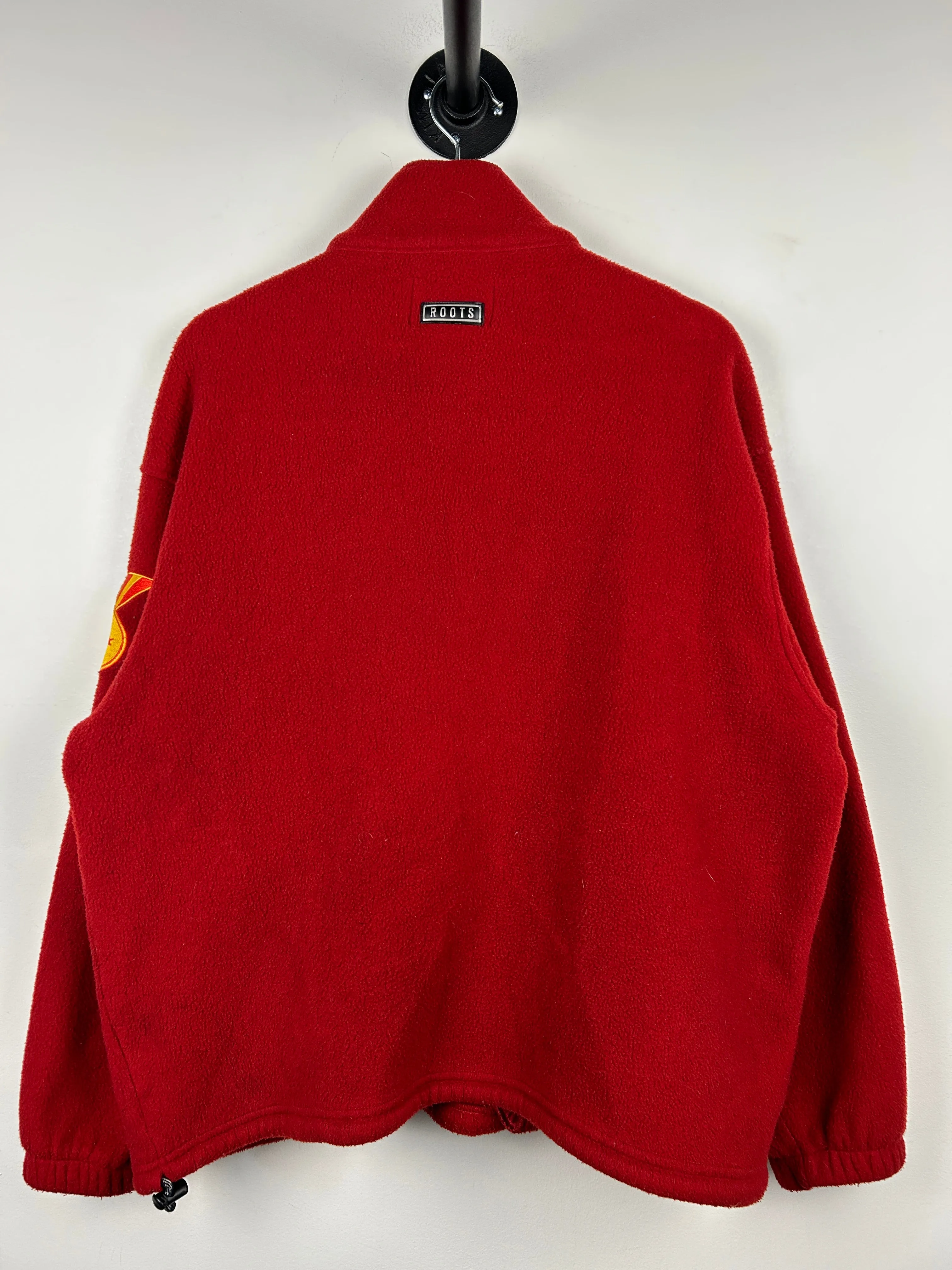 Vintage 90s Roots Athletics Quarter Zip Up Fleece Red Sweater