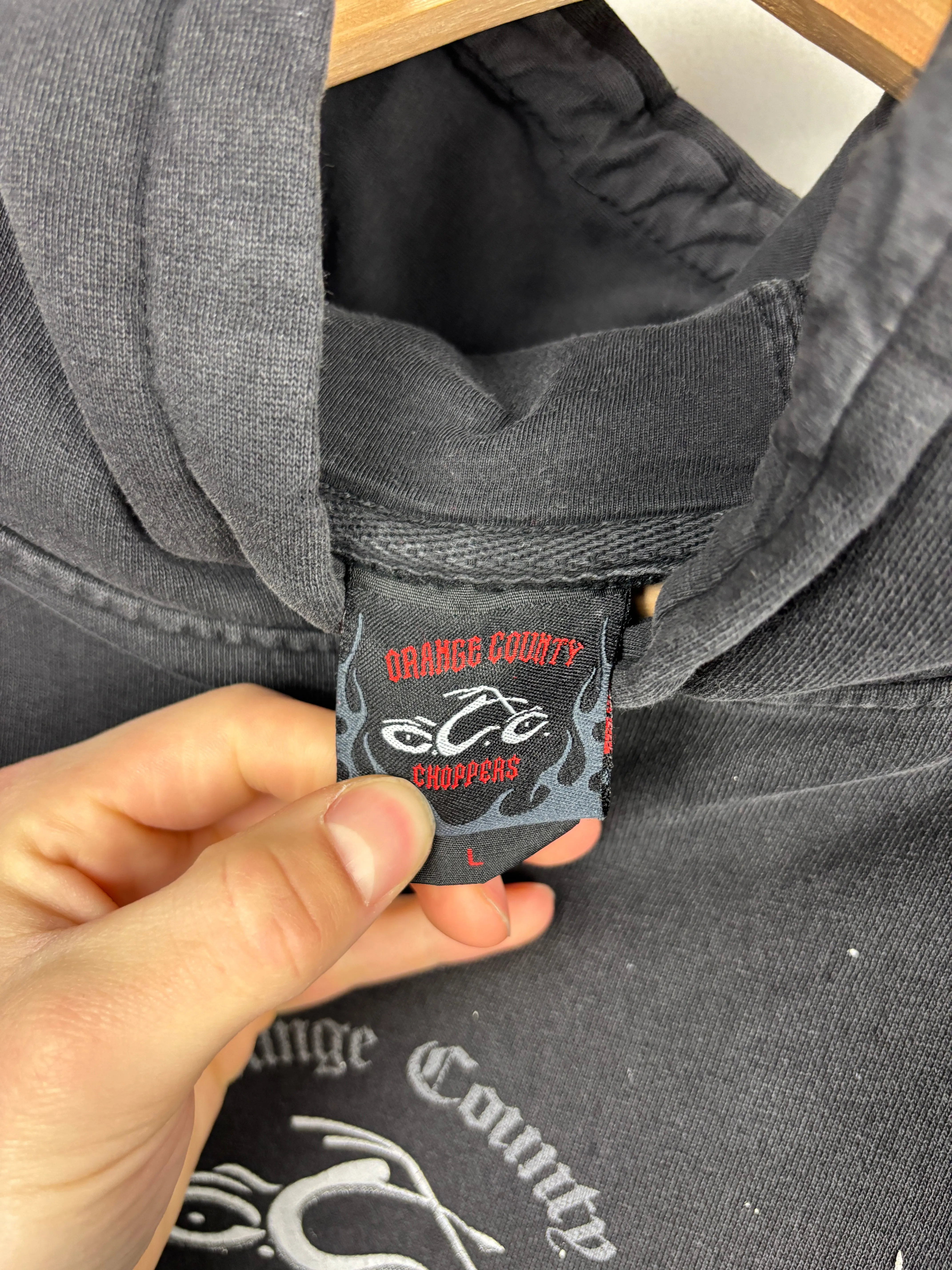 Vintage Orange County Choppers Paint Splattered Black Hoodie