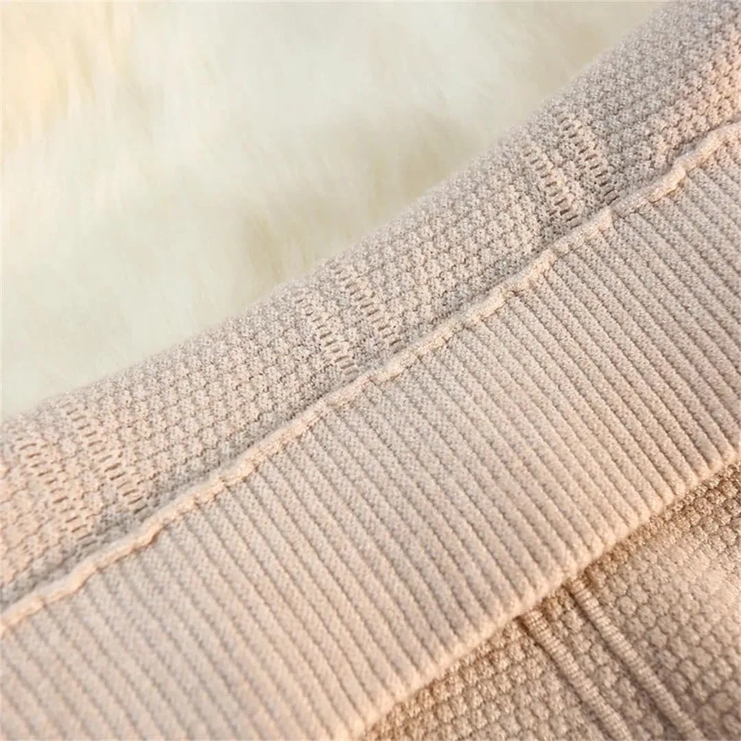 Vsadsau Women's Solid Color Knitted Pleated Mini Skirt Autumn Winter Solid Color A-Line Skirts