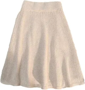 Vsadsau Women's Solid Color Knitted Pleated Mini Skirt Autumn Winter Solid Color A-Line Skirts