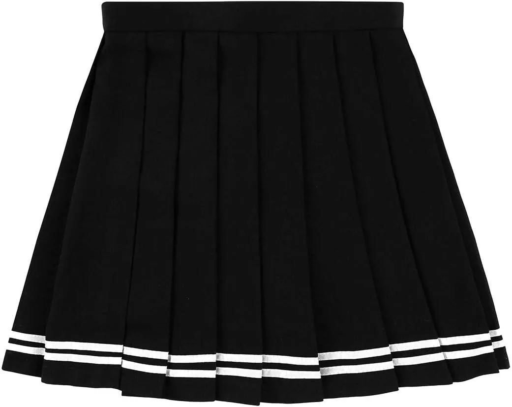Vxuxlje Women's Pleated Mini Skirt High Waist Cosplay Schoolgirl Skirt Plaid A Line Skirts Costume