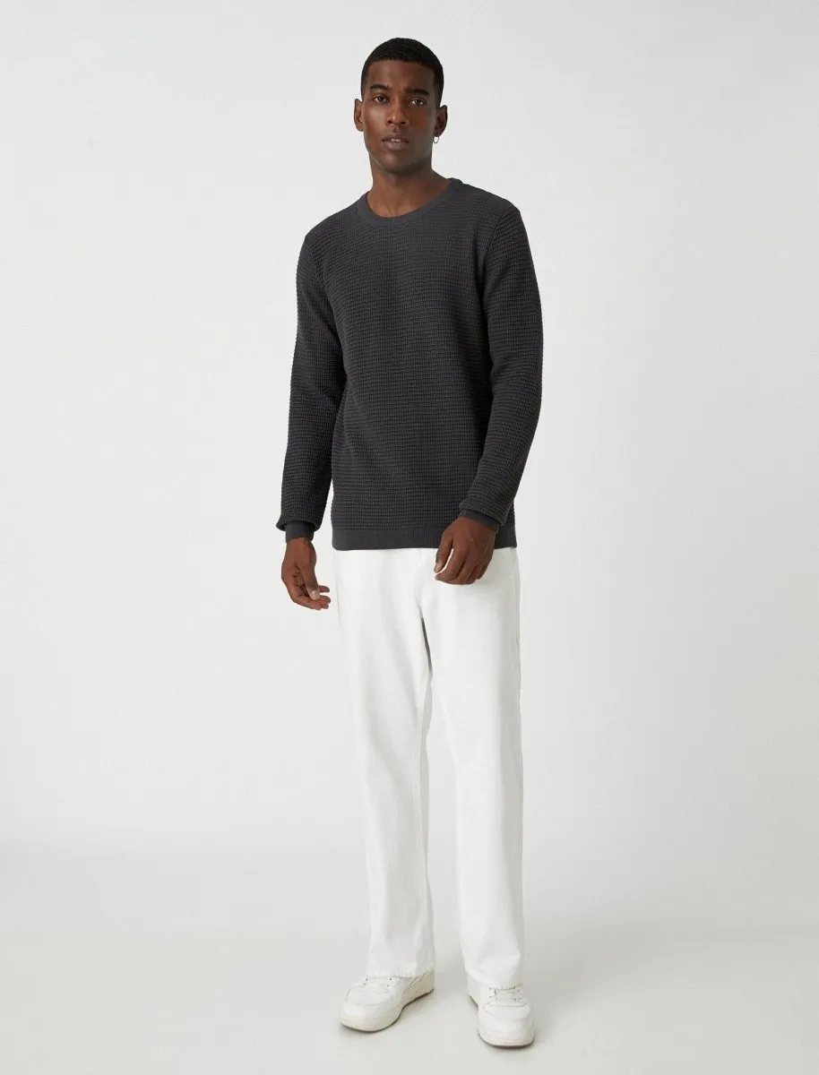 Waffle Knit Sweater in Anthracite