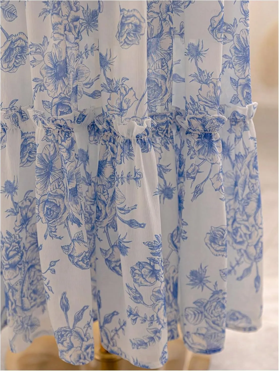 WDIRARA Women's Floral Print Maxi Skirt Tiered Ruffle Elastic Waist Flowy A Line Skirts