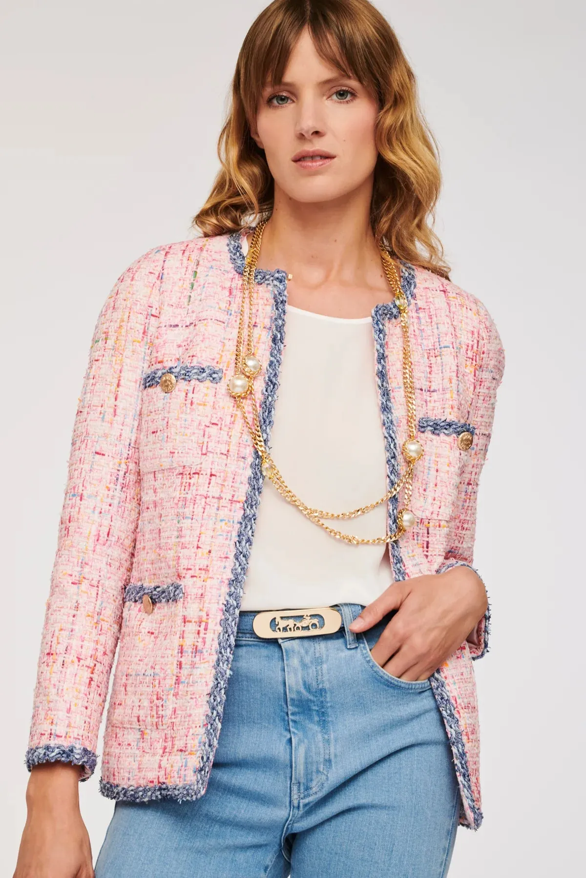 Weill Tweed jacket with denim effect trim
