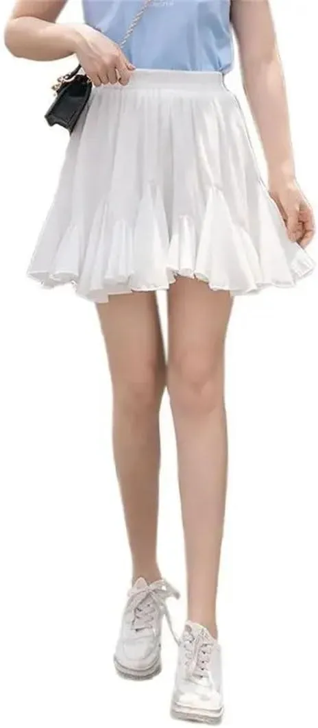 Woman Chiffon Skirt Solid Color Floral Print Practice Pleated Mini Skirt Quality A-Line Skirts