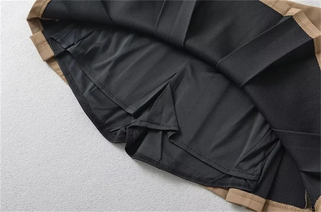 Women Bow Wide-Pleated Mini Skirt Side Zipper High-Waisted Slim A-Line Skirts