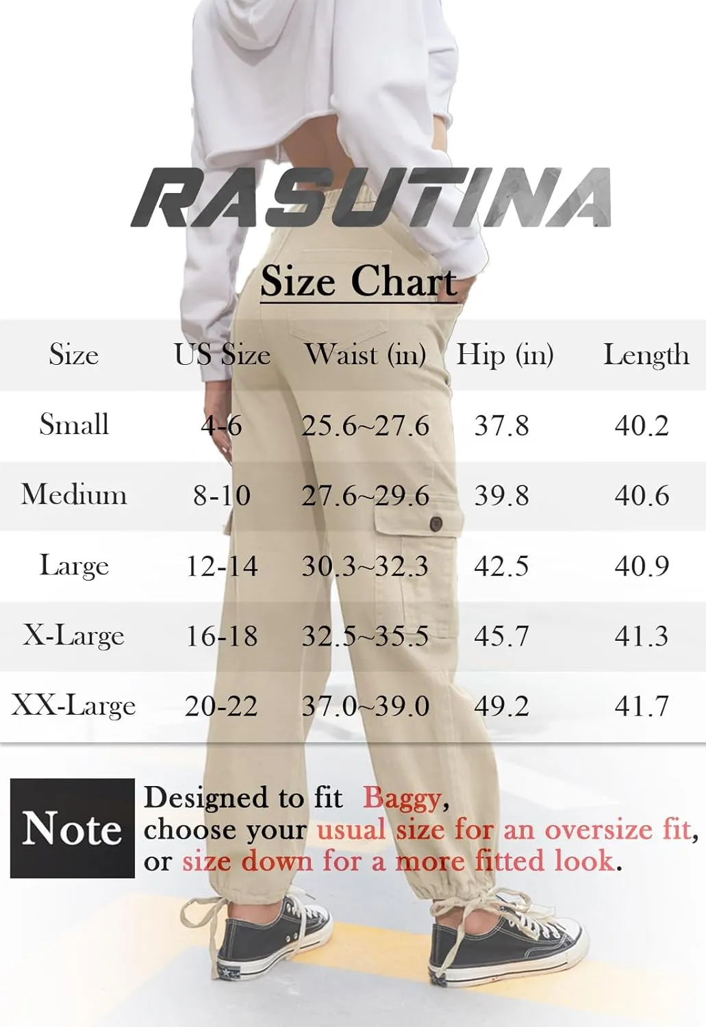 Women Cargo Pants Stretchy Chino Pants for Women High Waisted Jeans with 6 Pockets