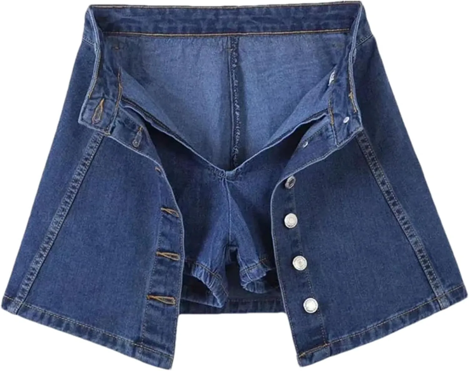 Women Denim Shorts Skirt Summer Fashion Slim High Waist Vintage Single-Breasted A-Line Skirts