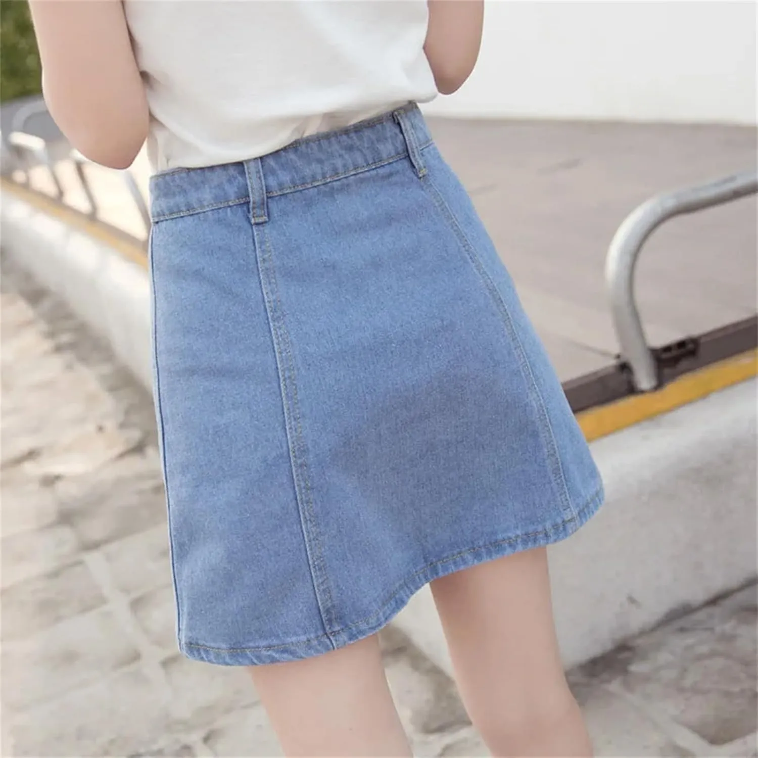 Women Denim Shorts Skirt Summer Fashion Slim High Waist Vintage Single-Breasted A-Line Skirts