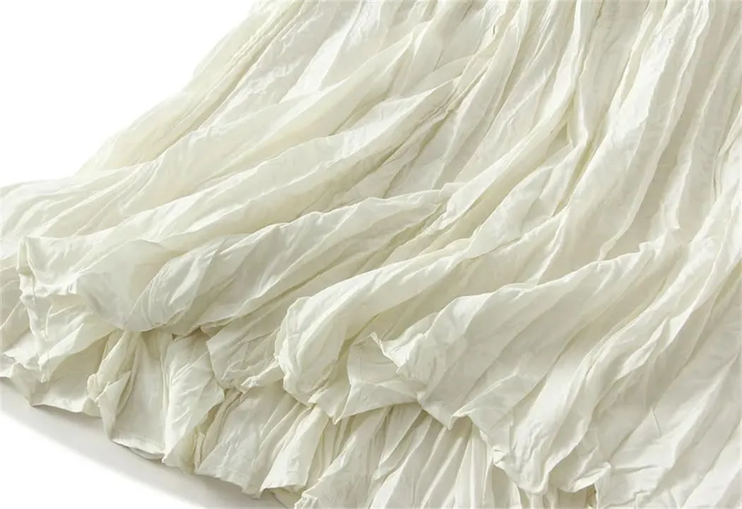 Women Fashion Pleated A-Line Skirts Harajuku Casual Party Bodycon Long Skirt Vintage Streetwear