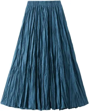 Women Fashion Pleated A-Line Skirts Harajuku Casual Party Bodycon Long Skirt Vintage Streetwear
