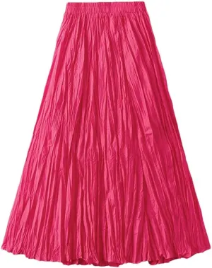 Women Fashion Pleated A-Line Skirts Harajuku Casual Party Bodycon Long Skirt Vintage Streetwear