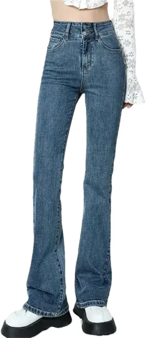 Women Flared Jeans Hip Lift High Waist Stretch Denim Pencil Pants Slim Skinny Trousers