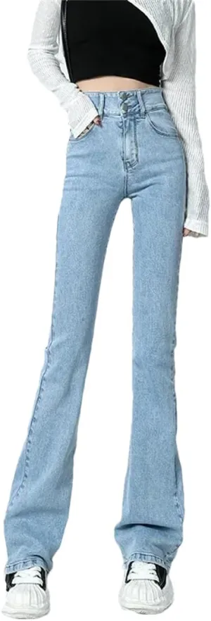 Women Flared Jeans Hip Lift High Waist Stretch Denim Pencil Pants Slim Skinny Trousers