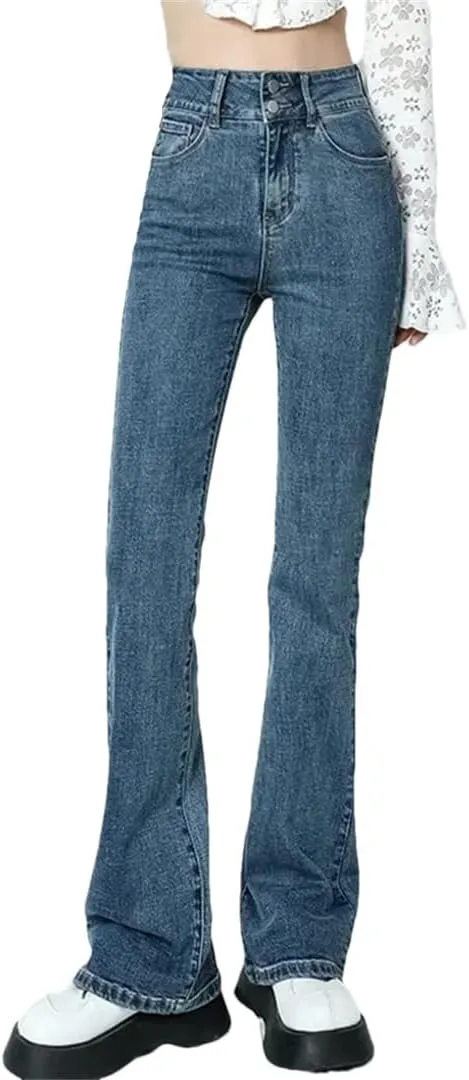 Women Flared Jeans Hip Lift High Waist Stretch Denim Pencil Pants Slim Skinny Trousers