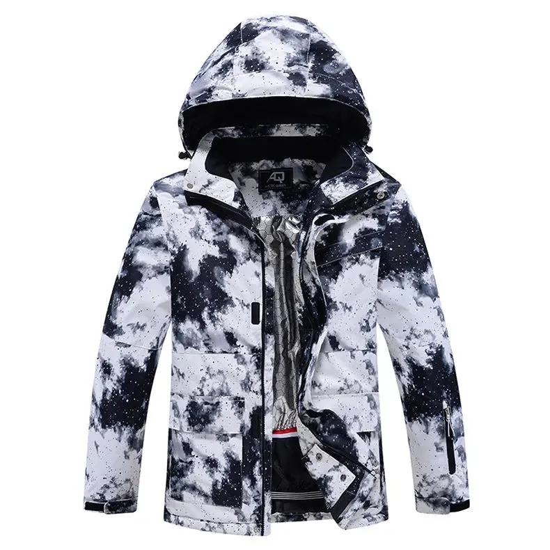 Women Hooded Insulated Snow Jacket Printed Ski Coat for Outdoor Sports
