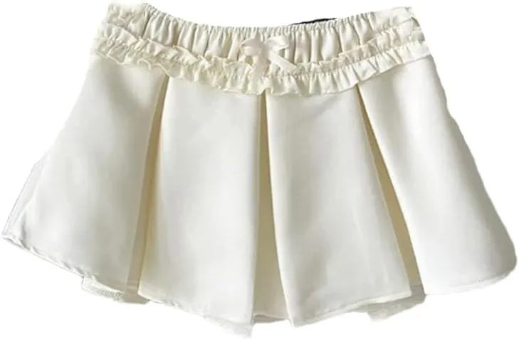 Women Lightweight Vintage A-Line Pleated Skirts Basic Casual Mini Skirt
