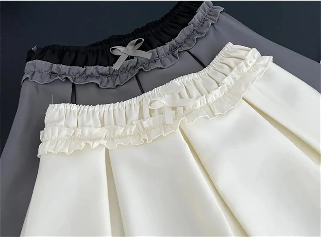Women Lightweight Vintage A-Line Pleated Skirts Basic Casual Mini Skirt