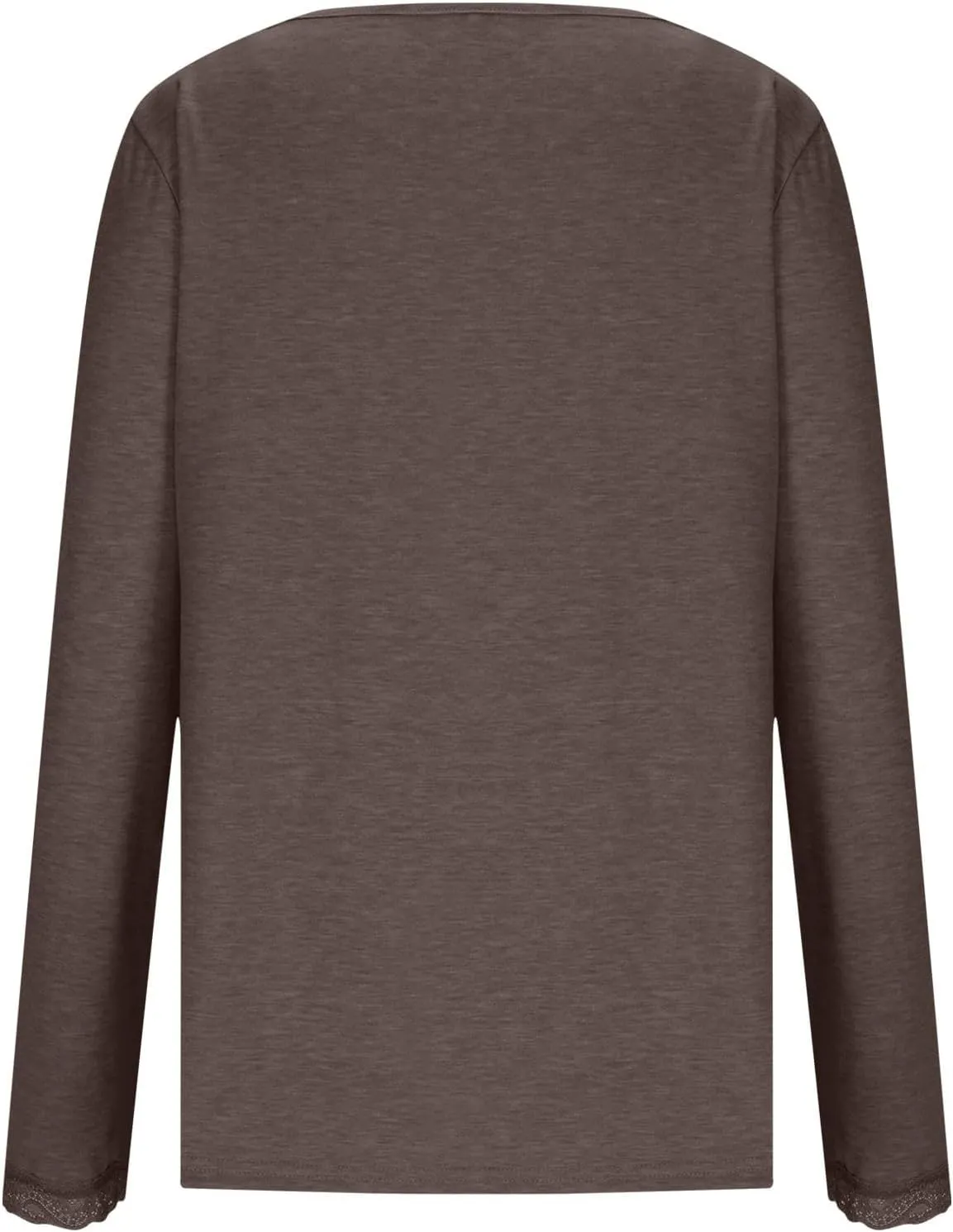 Women Long Sleeve T Shirts Fashion Lace Trim V Neck Tops Comfy Basic Tee Casual Lightweight Loose Plain Pullover Blouse