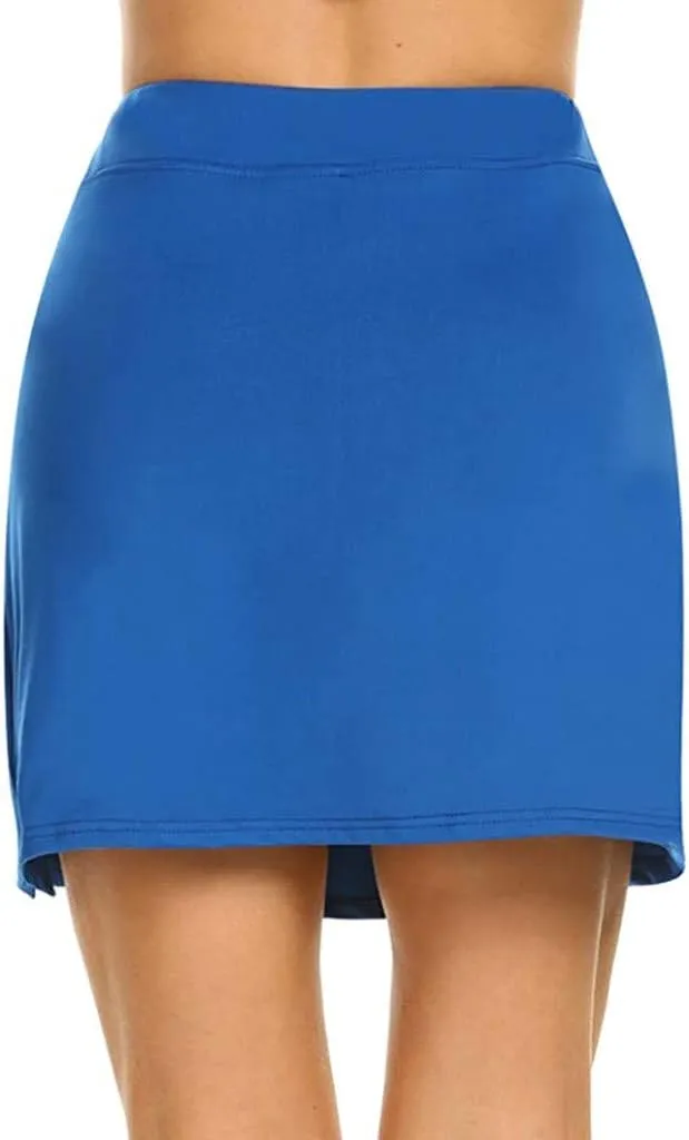 Women Mini Skirt with Shorts Trendy High Waisted Side Slit Solid Color Casual Active Golf Yoga Running Shift Skirts