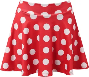 Women Pleated Mini Skirt for Summer Dot Color Print A-Line Stretch Flared Mini Skirts for Women Summer Streetwear