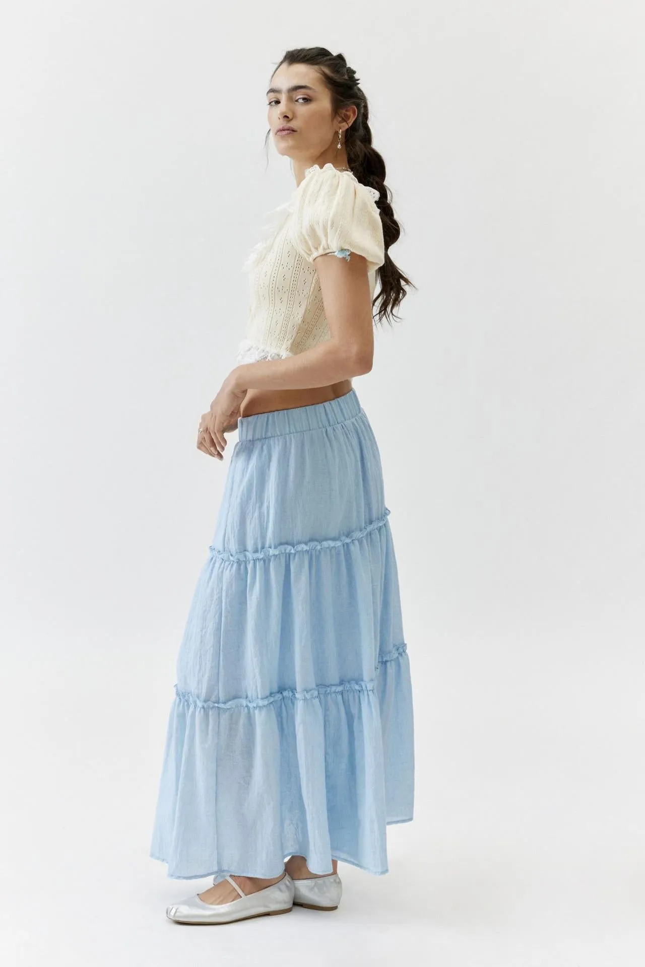 Women Stitching Low Rise Ruffle Skirt