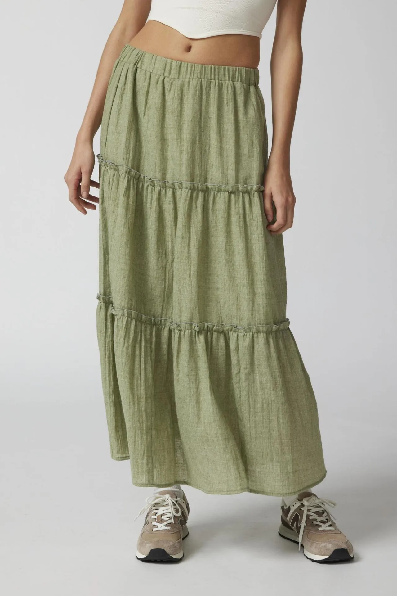 Women Stitching Low Rise Ruffle Skirt