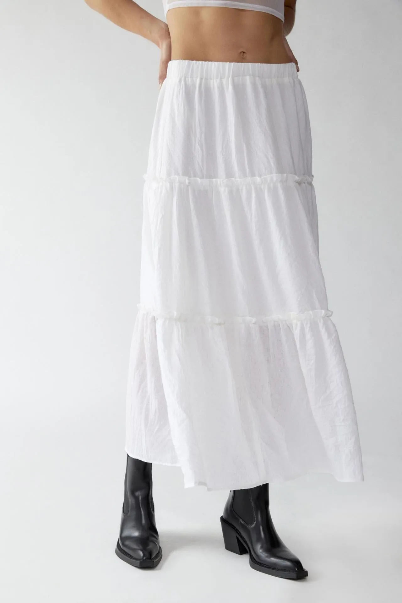 Women Stitching Low Rise Ruffle Skirt