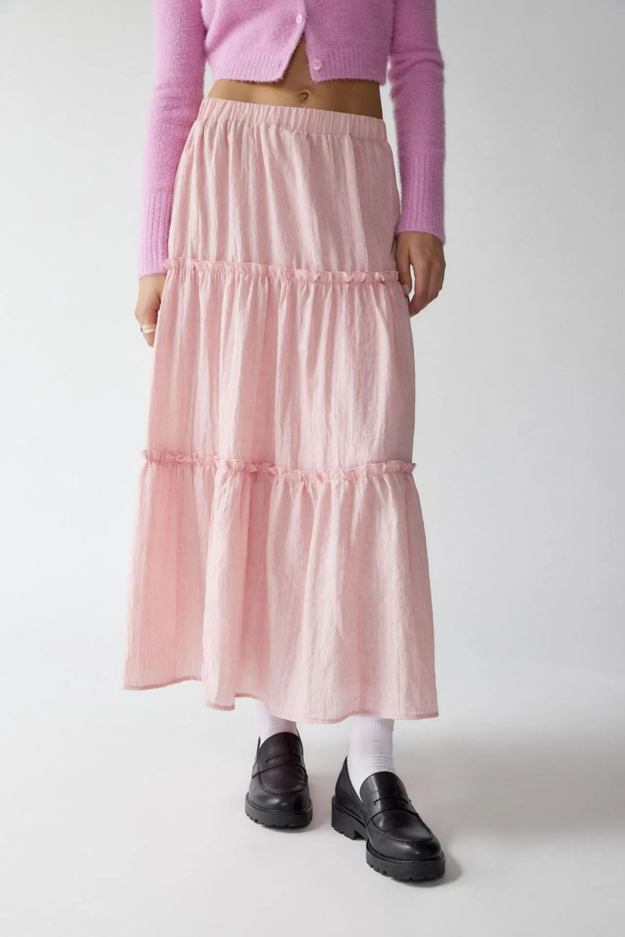 Women Stitching Low Rise Ruffle Skirt
