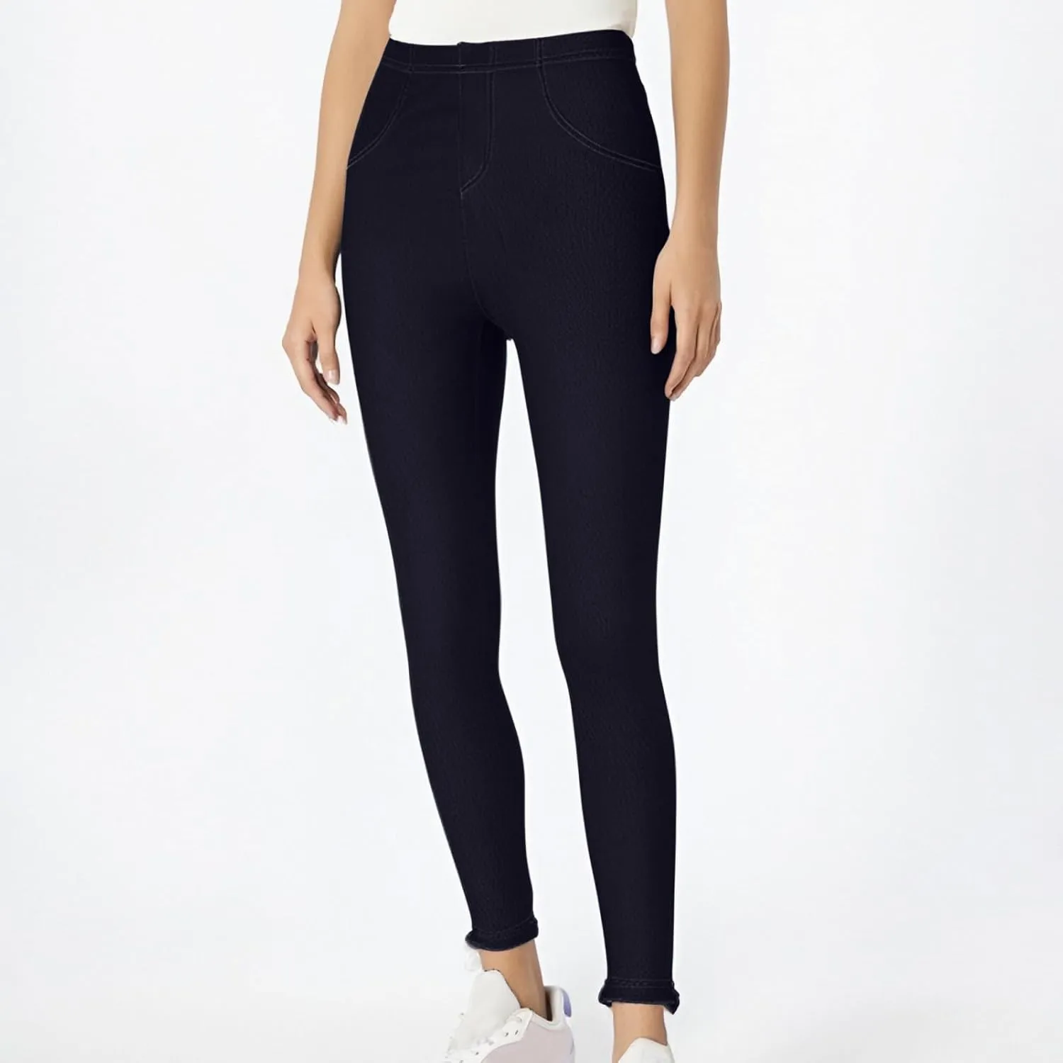 Women Stretch Denim Leggings High Waisted Jeans Workout Sports Running Athletic Pants Trendy Yoga Pants
