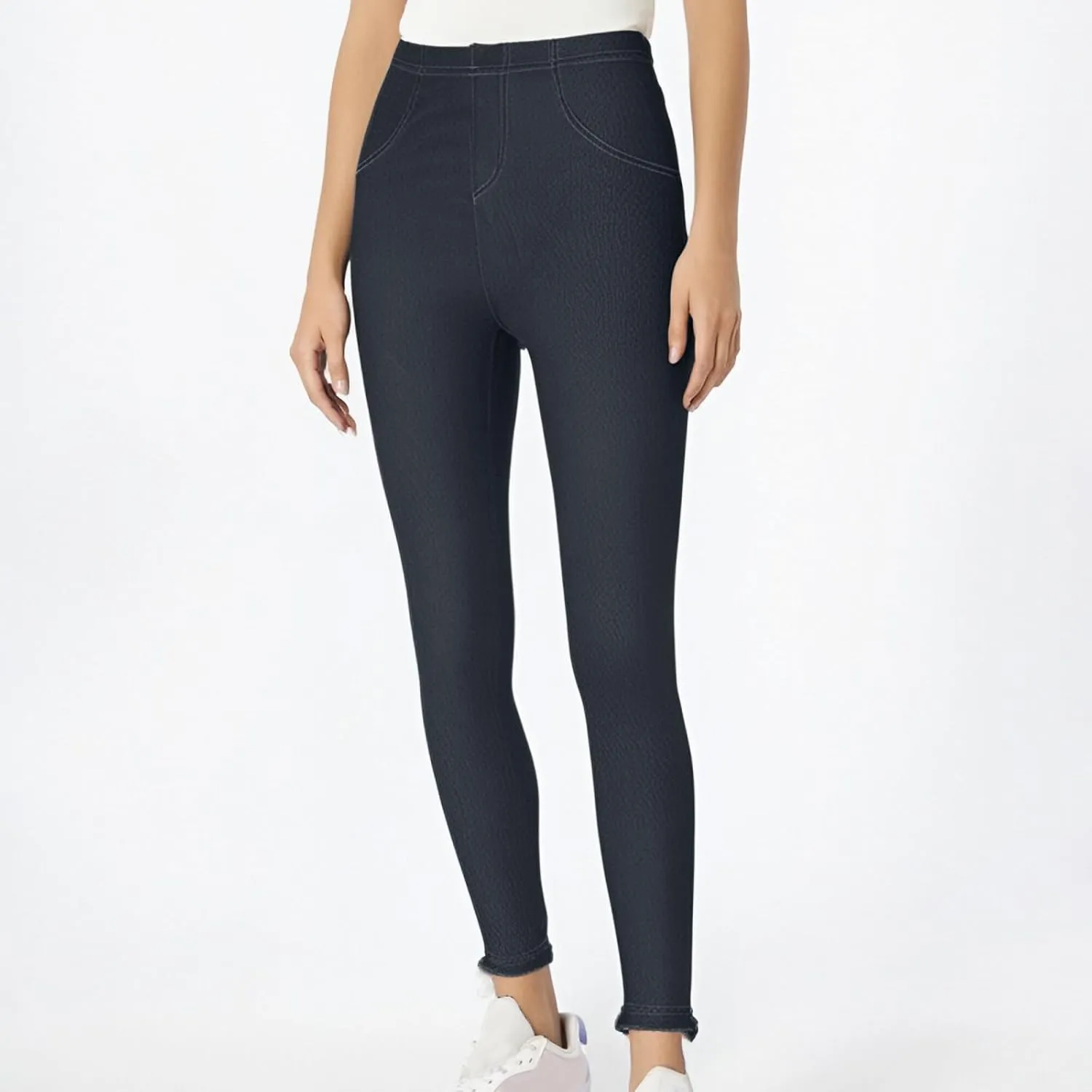 Women Stretch Denim Leggings High Waisted Jeans Workout Sports Running Athletic Pants Trendy Yoga Pants