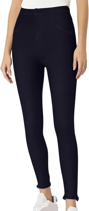Women Stretch Denim Leggings High Waisted Jeans Workout Sports Running Athletic Pants Trendy Yoga Pants