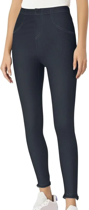 Women Stretch Denim Leggings High Waisted Jeans Workout Sports Running Athletic Pants Trendy Yoga Pants