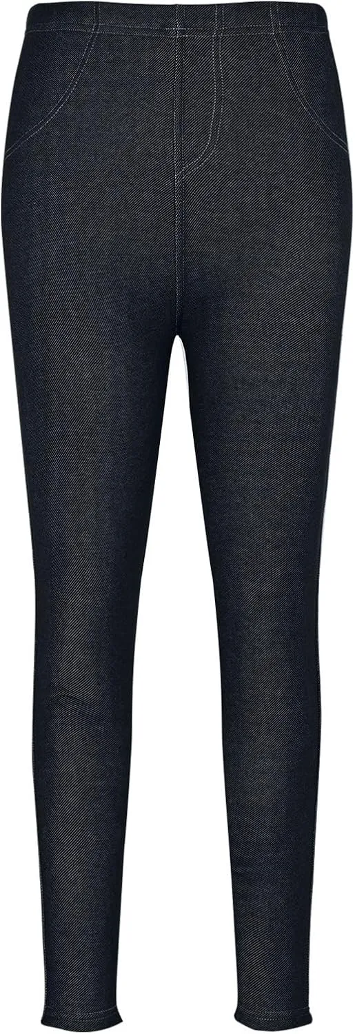 Women Stretch Denim Leggings High Waisted Jeans Workout Sports Running Athletic Pants Trendy Yoga Pants