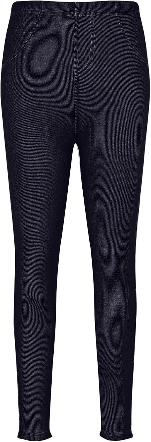 Women Stretch Denim Leggings High Waisted Jeans Workout Sports Running Athletic Pants Trendy Yoga Pants
